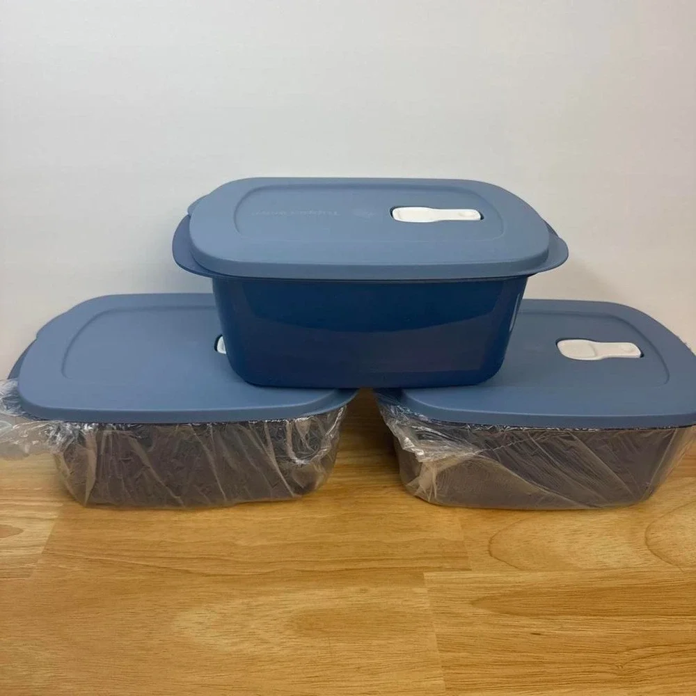 Tupperware CrystalWave Set of 3 Dark Blue 1.7L Microwave Containers